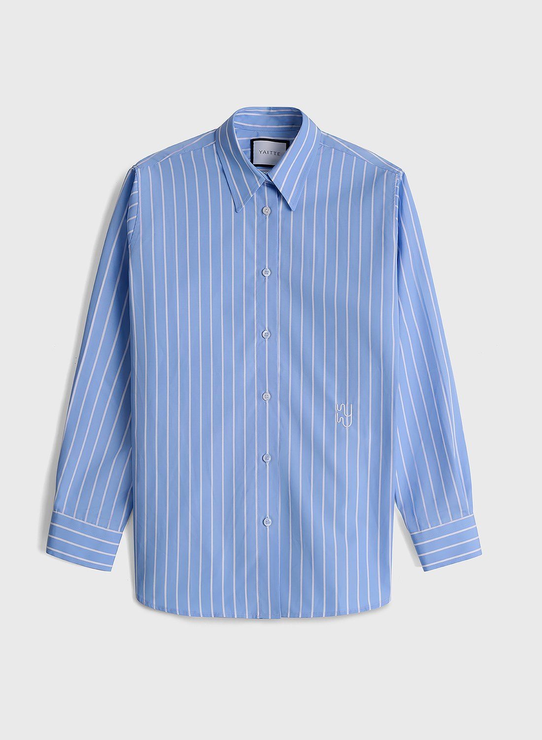Sky blue stripe shirt flat lay photography