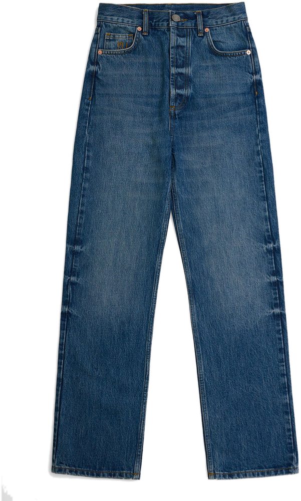 Dark wash denim jeans flat lay photography