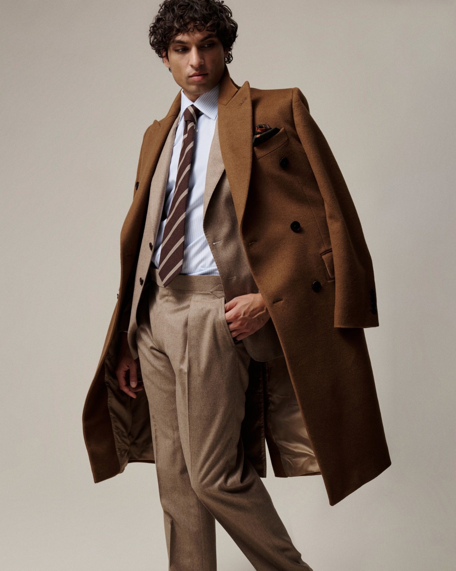 Gieves and Hawkes camel overcoat menswear photography