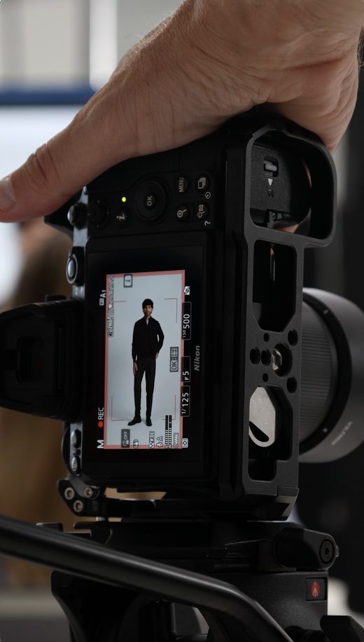 Behind the scenes on an ecommerce video shoot at Motherlight Studios