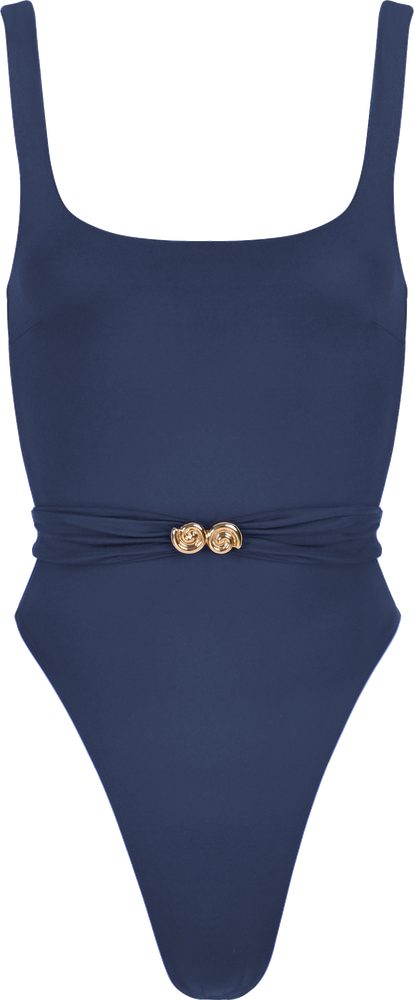 Womens navy swimsuit shot with ghost mannequin photography in London